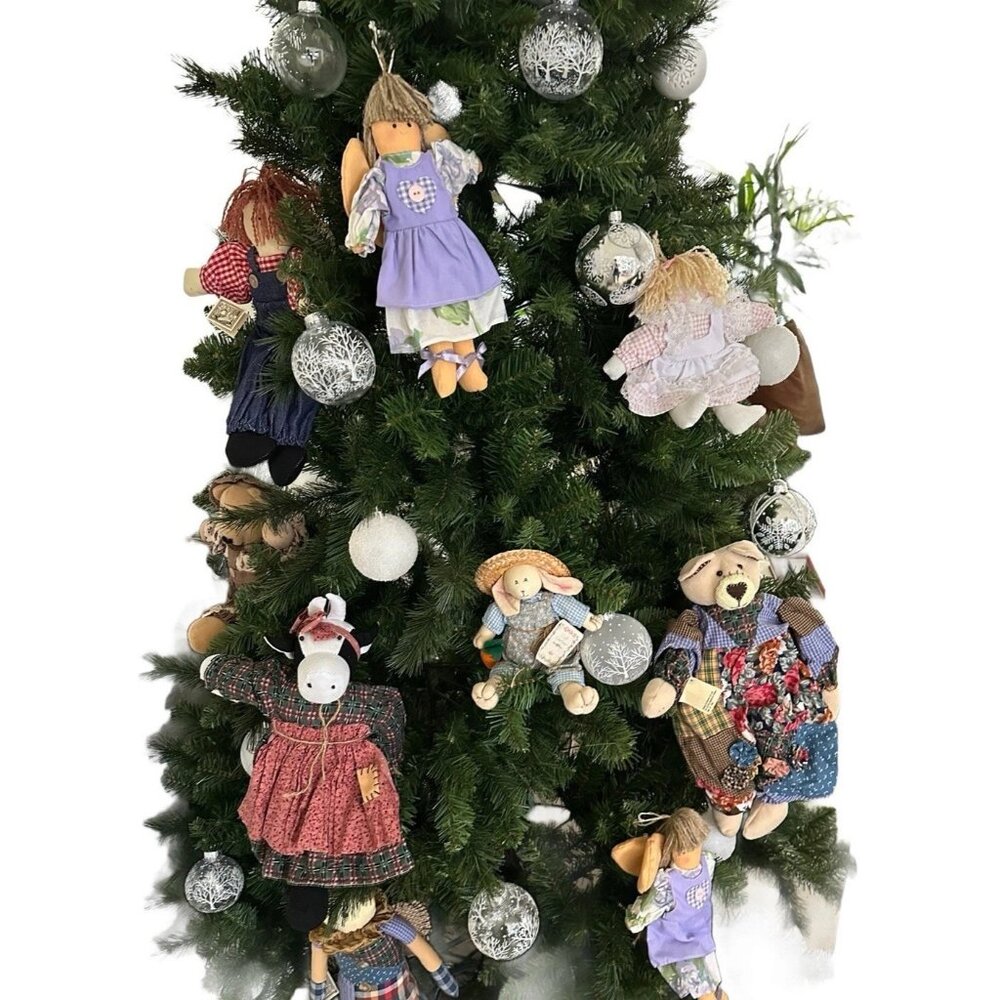 Handmade Country Farmhouse Christmas Ornaments Bundle Primitive Cloth Dolls VTG